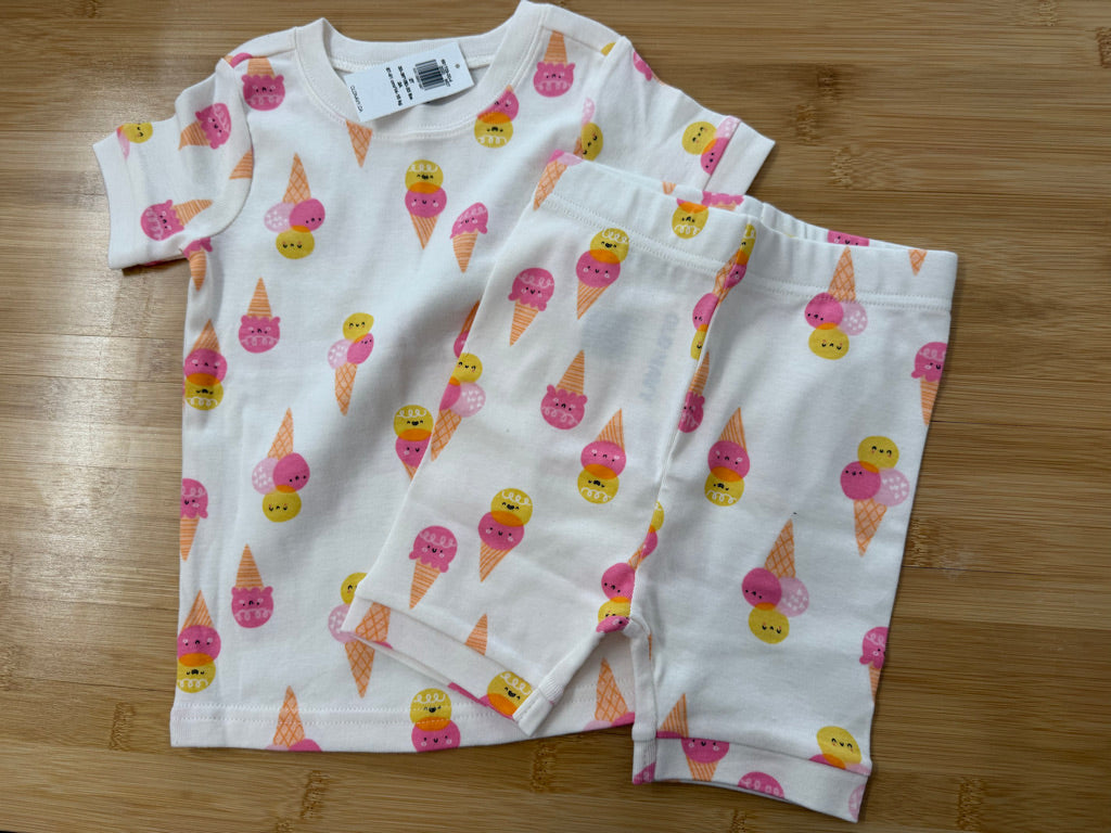 Old Navy Ice Cream PJ Set – 2T | Cream Short Sleeve & Shorts | NWT