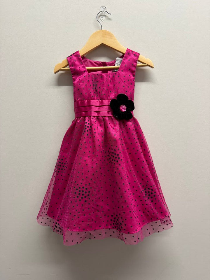 Jona Michelle Special Occasion Dress – 3 | Bright Pink Black Polka Dot Tulle Overlay - Nest and Sprout-Consignment