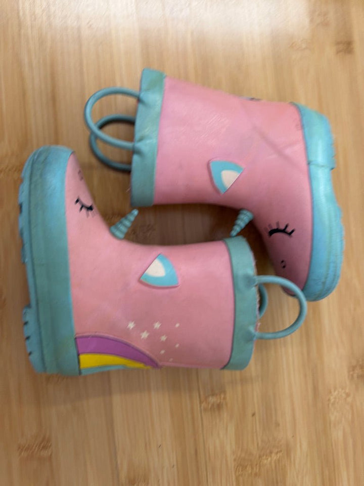 Unicorn Fleece-Lined Rain Boots – 6 | Light Blue Handles & Edging | Play - Nest and Sprout-Consignment