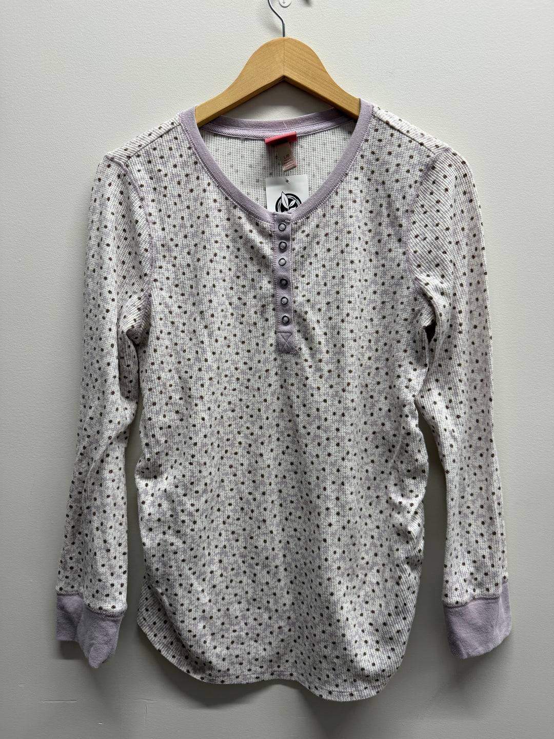 Paisley Sky Waffle Floral Nursing Top – L | Light Purple Long Sleeve Snap