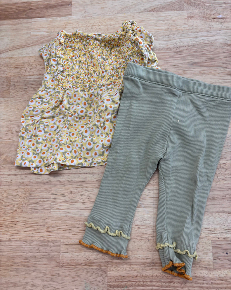 Penelope Mack 3-6M Set - Yellow Floral + Green Pants