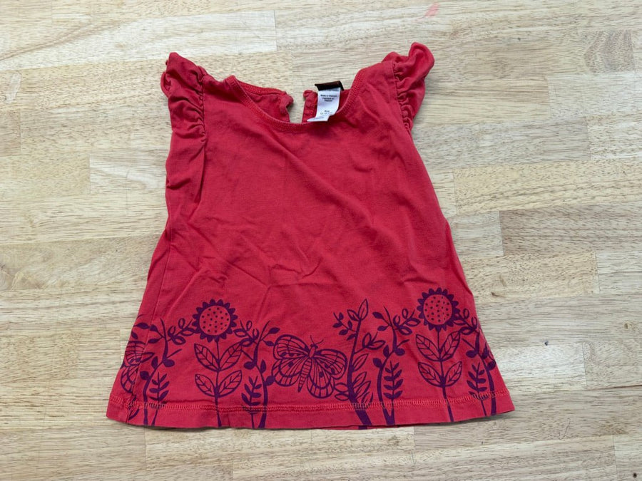 Tea Collection Red Ruffle Cap Sleeve Purple Butterfly Garden Top – 2 - Nest and Sprout-Consignment