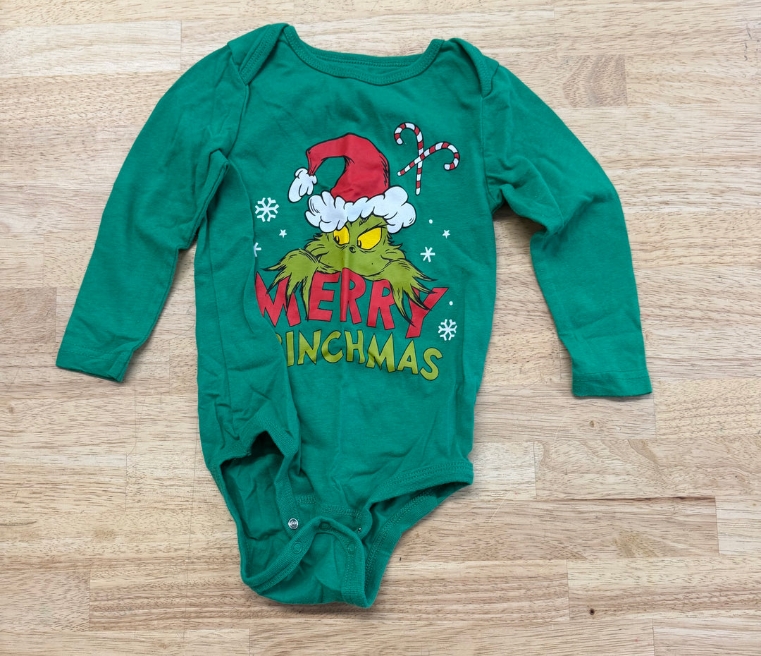 The Grinch Long Sleeve Bodysuit – 12–18M | Merry Grinchmas | Holiday