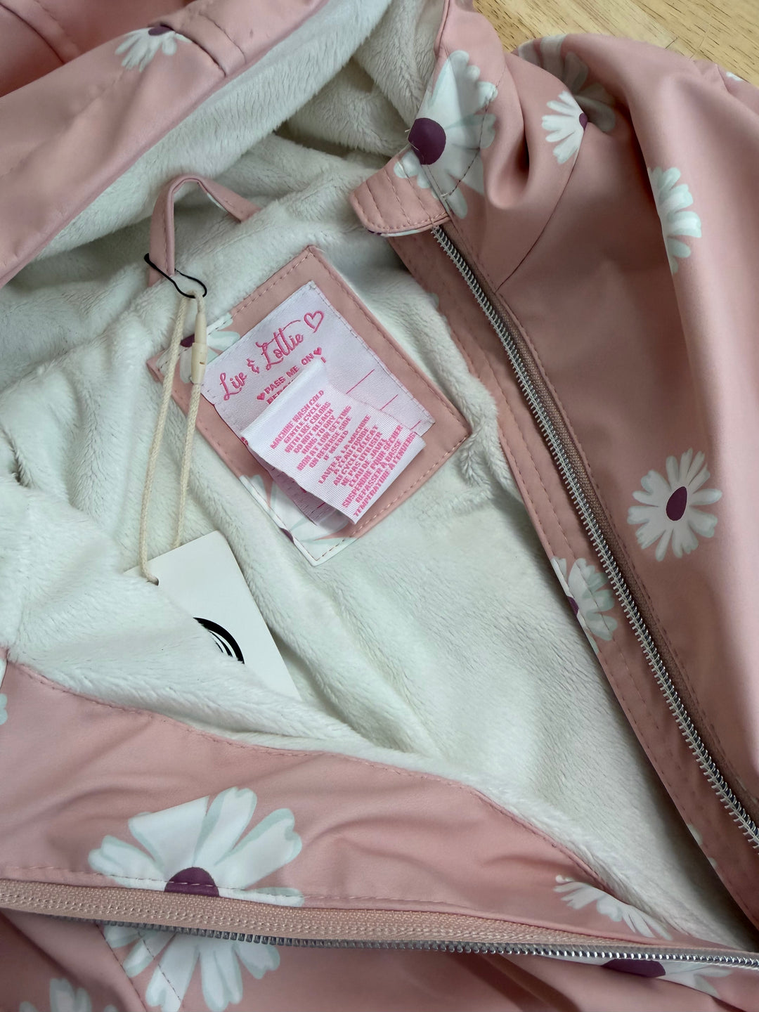 Live & Lottie Daisy Fleece-Lined Rain Jacket – 7 | Light Pink Excellent