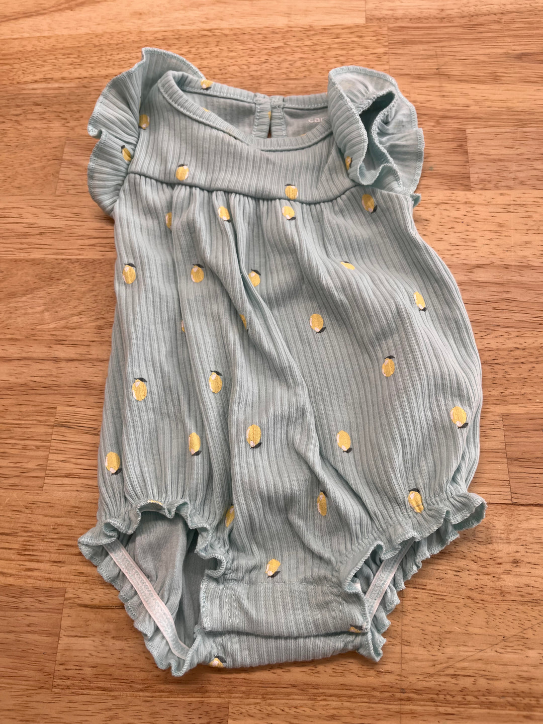 Carters NB Bubble Romper – Turquoise Lemons