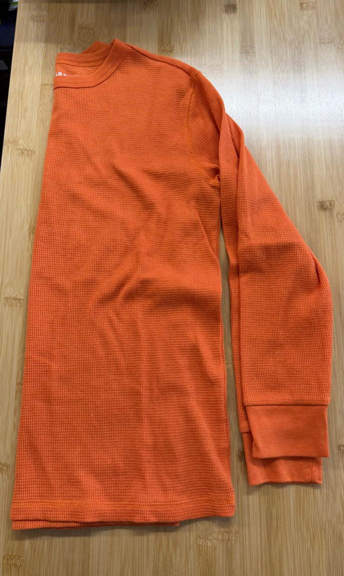 Old Navy Waffle Knit Shirt – XL (14–16) | Orange Long Sleeve Like New