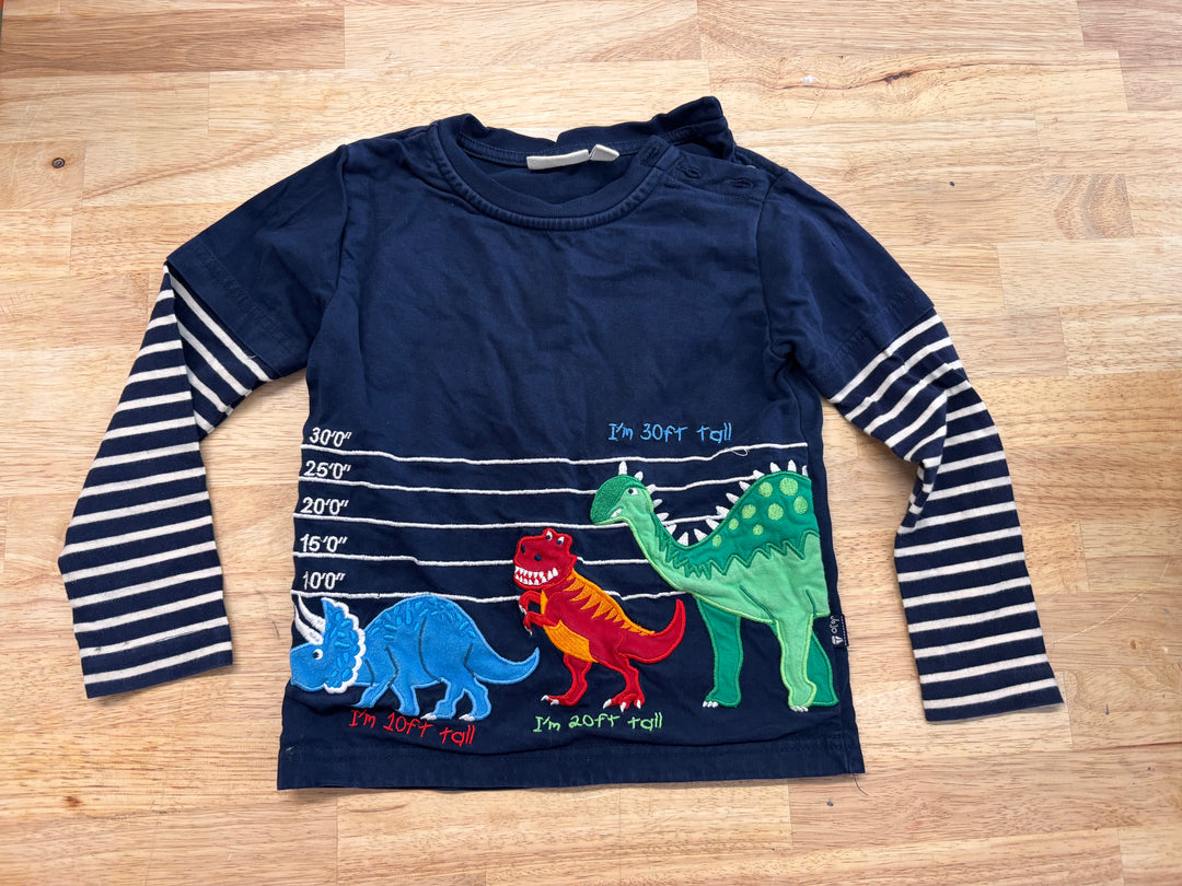 JoJo Maman Bébé 3–4Y Dinosaur Graphic Shirt imperfect