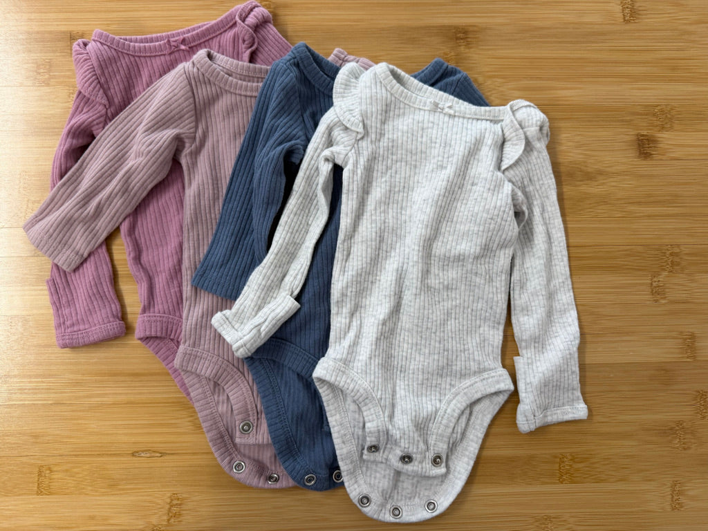 Carter's Bodysuit Set of 4 – Newborn | Pink Purple Blue Long Sleeve