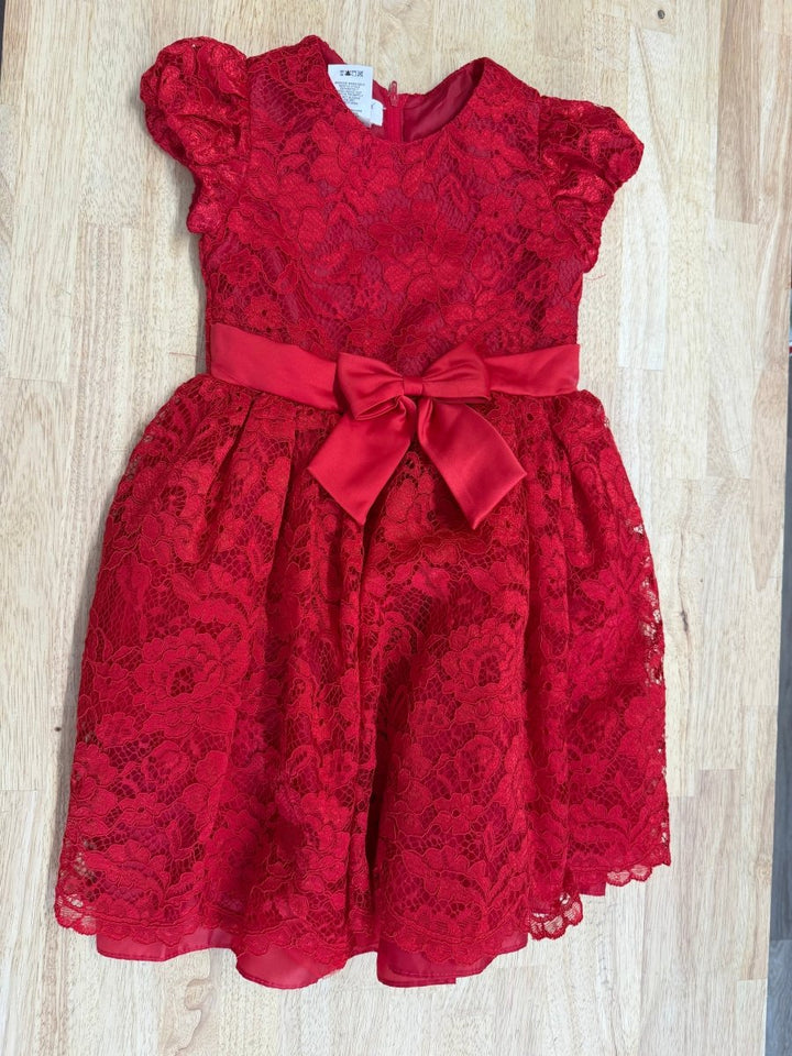 Iris & Ivy Red Tulle Chunky Lace Bow Dress – 6 | Play - Nest and Sprout-Consignment
