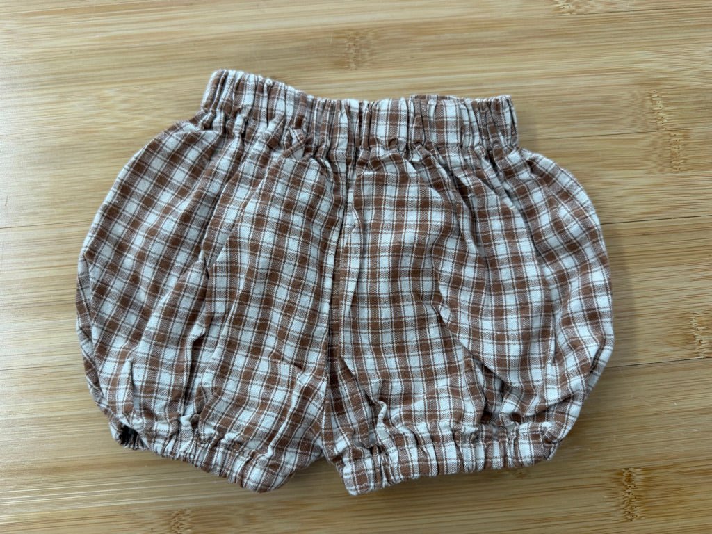 Kindly Gingham Shorts – 3–6M | Brown - Nest and Sprout-Consignment