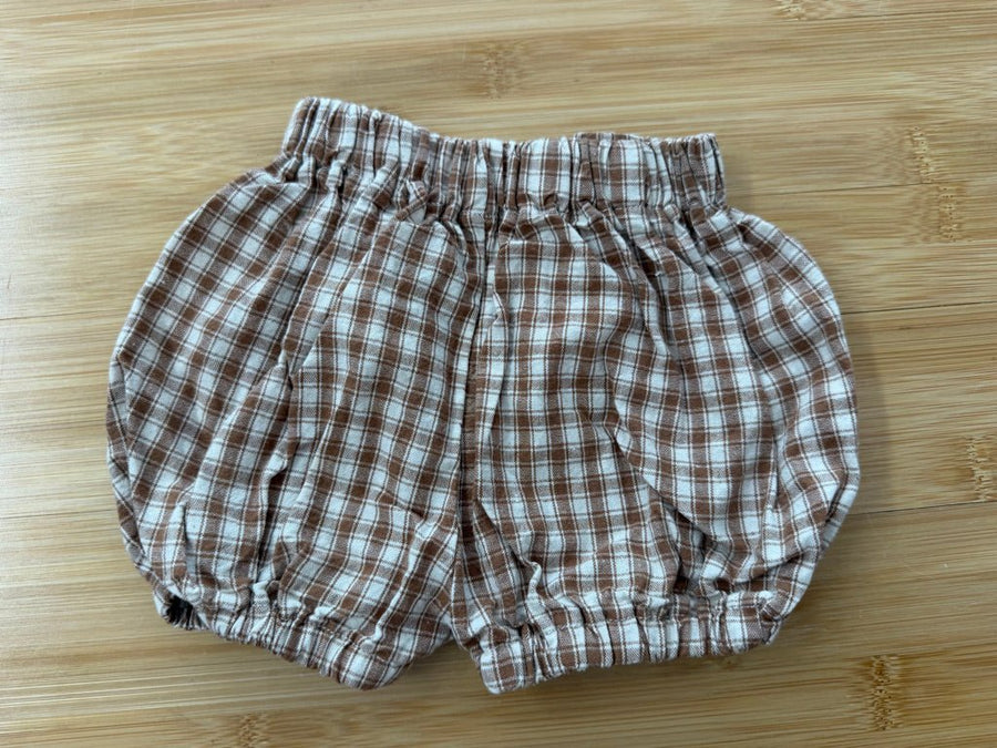 Kindly Gingham Shorts – 3–6M | Brown - Nest and Sprout-Consignment