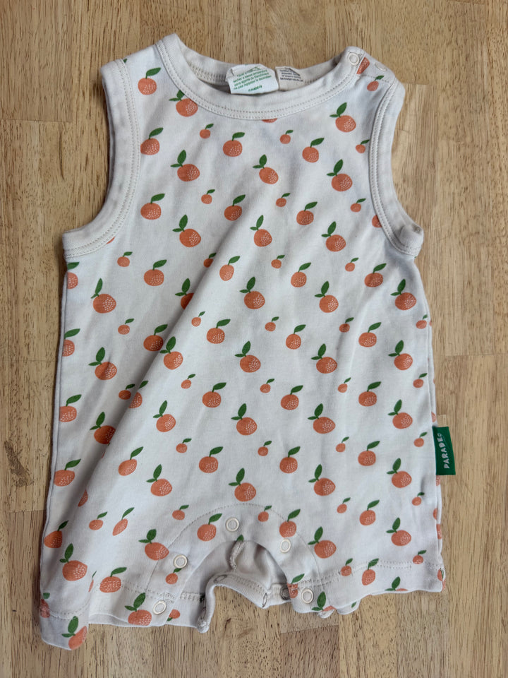 Parade Organics Short Romper – 3–6M | Orange Cream Snap Crotch | Play