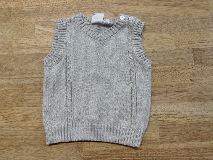 Petit Lem Cable Knit Vest – 12M | Light Grey 100% Cotton
