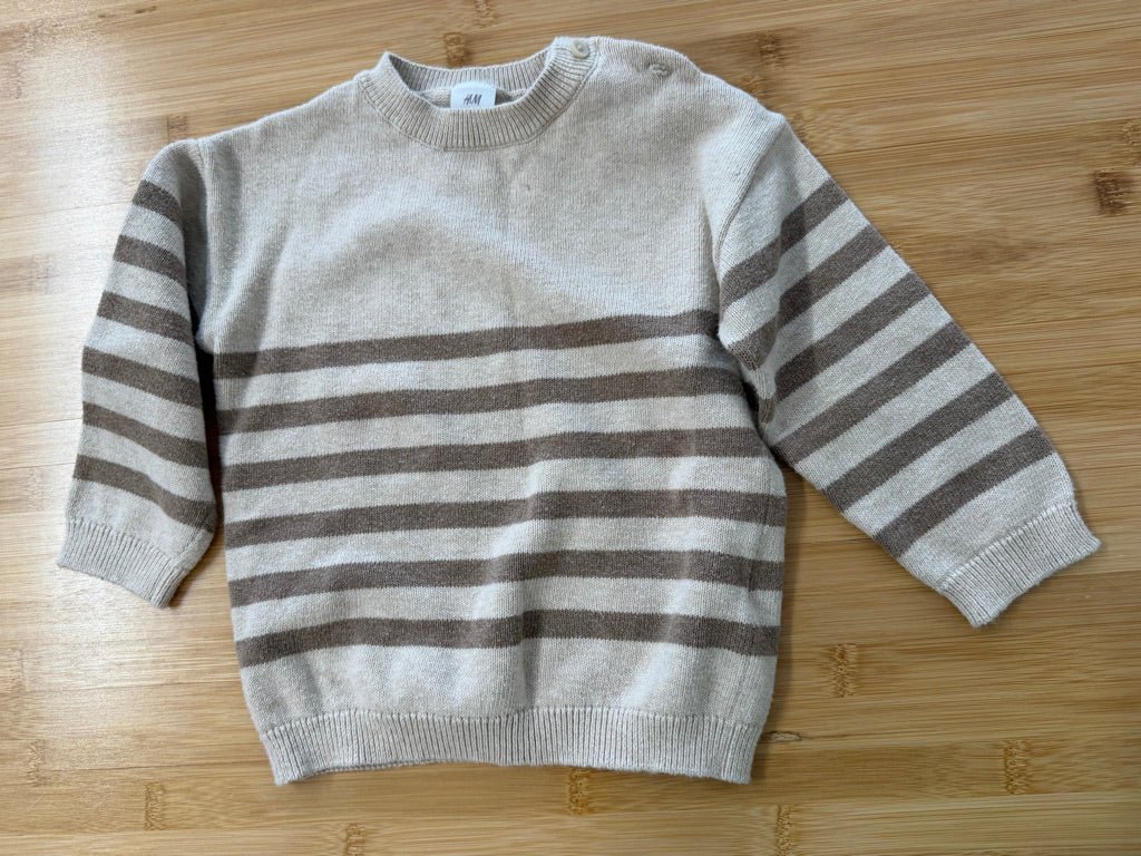 H&M Knit Sweater – 12–18M | Light Brown Stripe - Nest and Sprout-Consignment