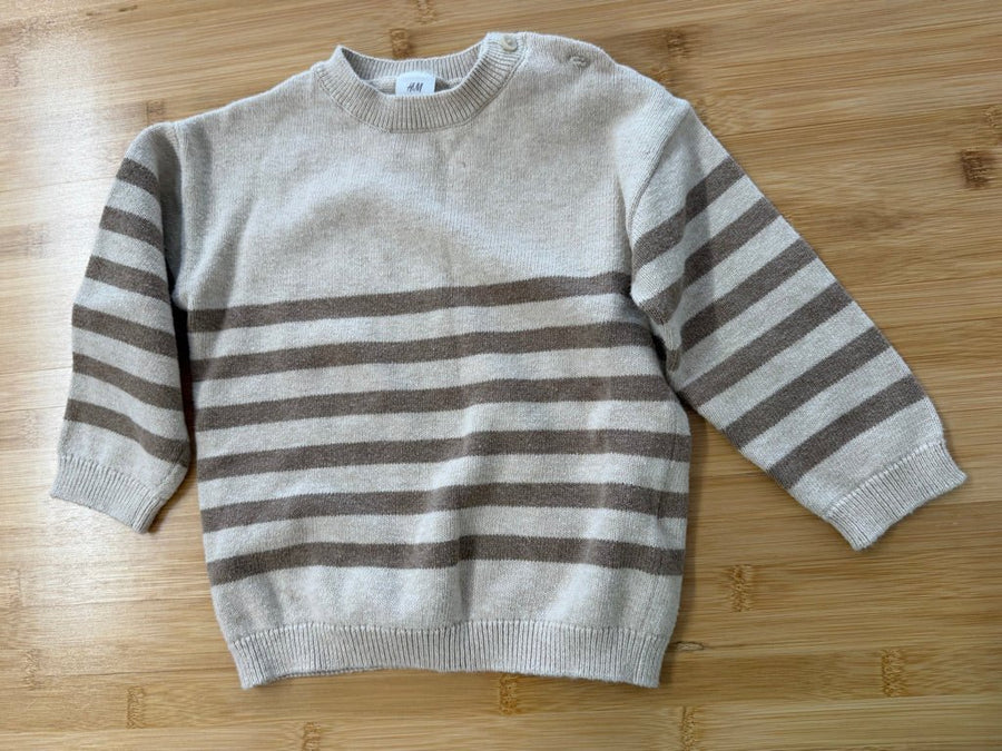 H&M Knit Sweater – 12–18M | Light Brown Stripe - Nest and Sprout-Consignment