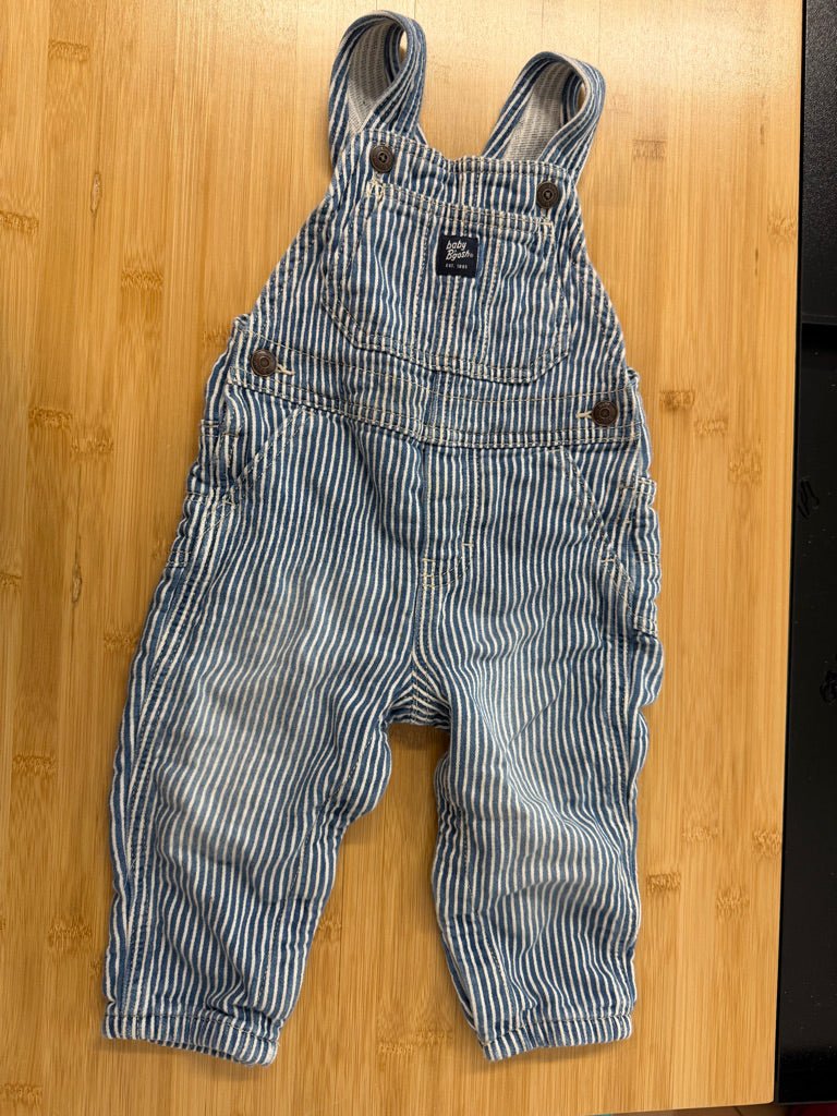 Baby B'gosh Denim Overalls – 18M | Soft Pinstripe - Nest and Sprout-Consignment