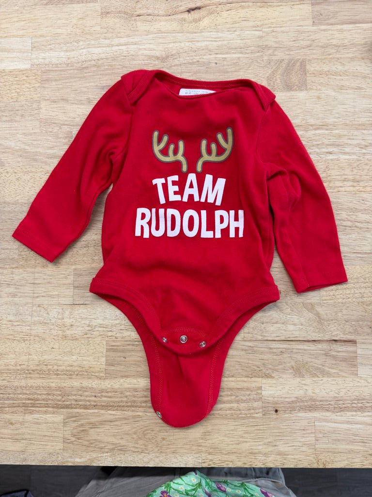 Mini Heroes Bodysuit – 12M | Red Team Rudolph | Holiday - Nest and Sprout - Consignment