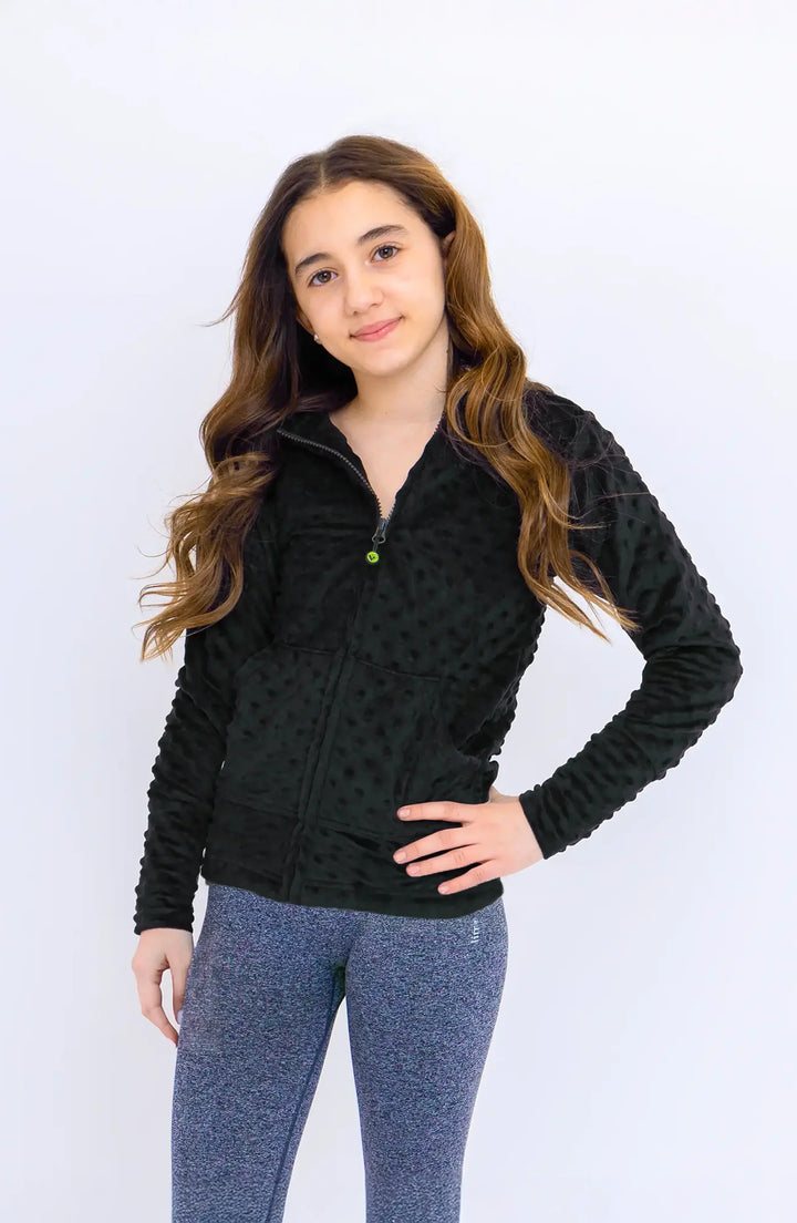 Limeapple Minky Bubble Zip Hoodie | Black