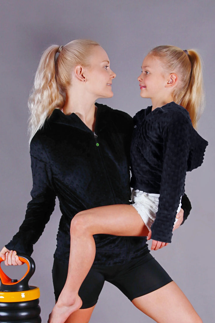 Limeapple Minky Bubble Zip Hoodie | Black