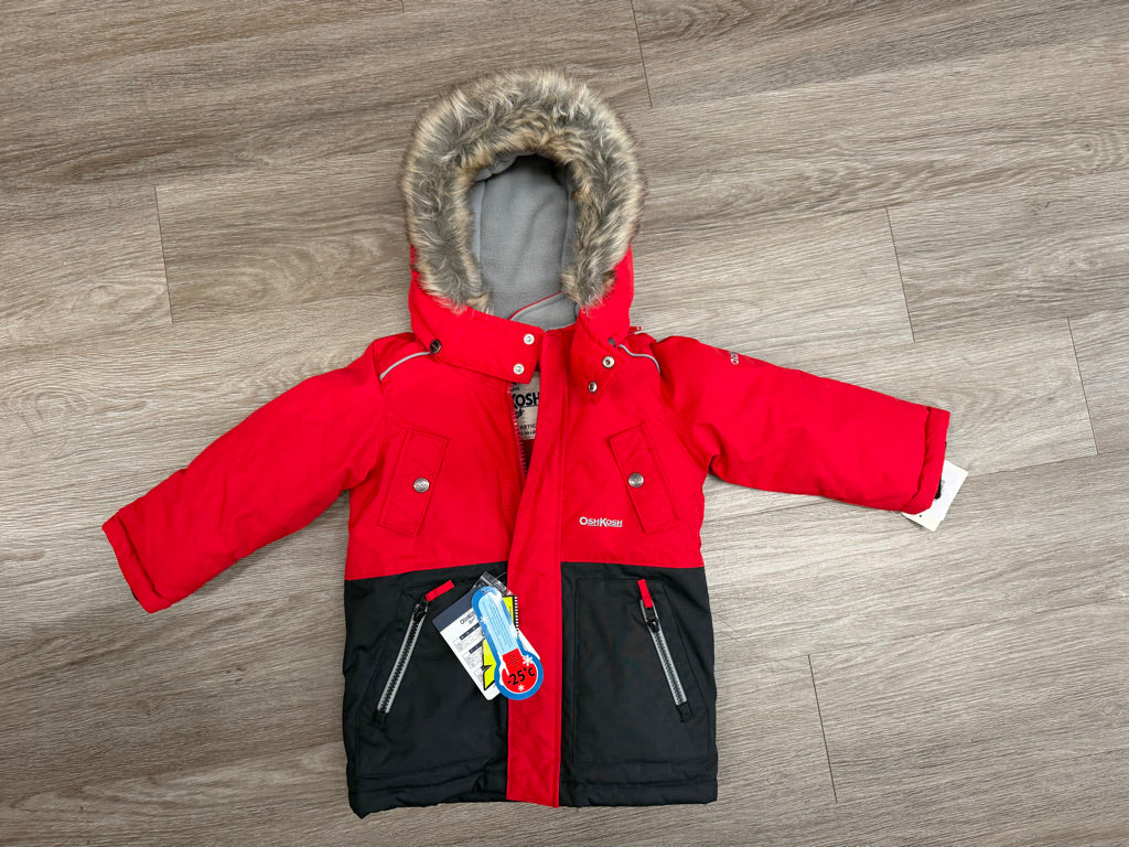 OshKosh Winter Snow Jacket – 2T | Red & Black -25°C Rated | NWT