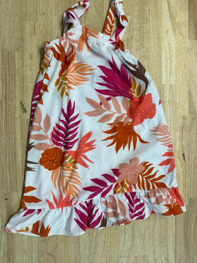 Carter's Tropical Print Dress – 4/5Y | White Orange & Fuchsia