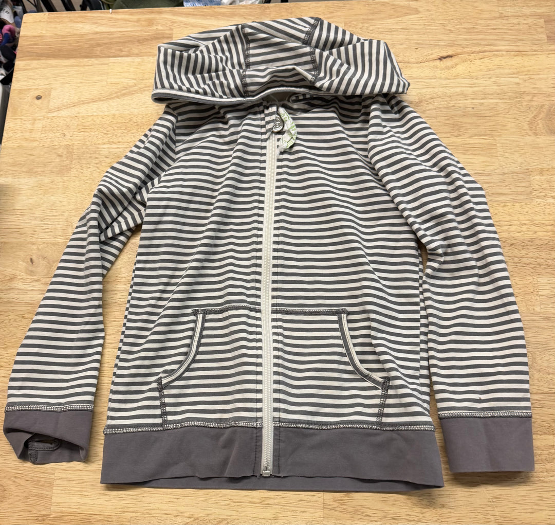 Peekaboo Beans Zip Up Hoodie – 7 | Grey and White Stripe