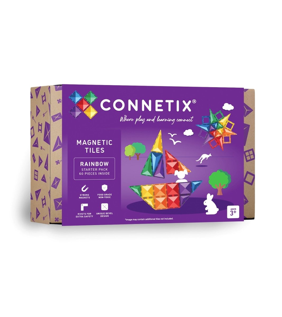 Connetix Rainbow Starter Pack, 60 Pieces - Nest and Sprout - Connetix