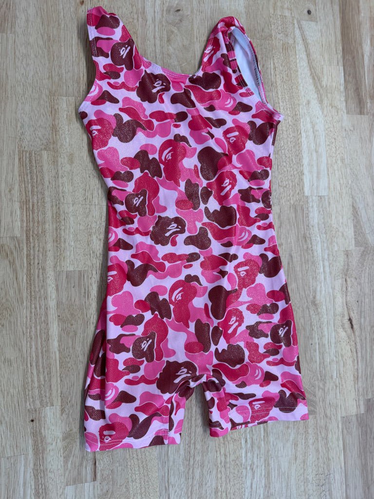 Unitard – 140 (10Y) | Pink Red Brown Camo Silver Sparkle - Nest and Sprout-Consignment