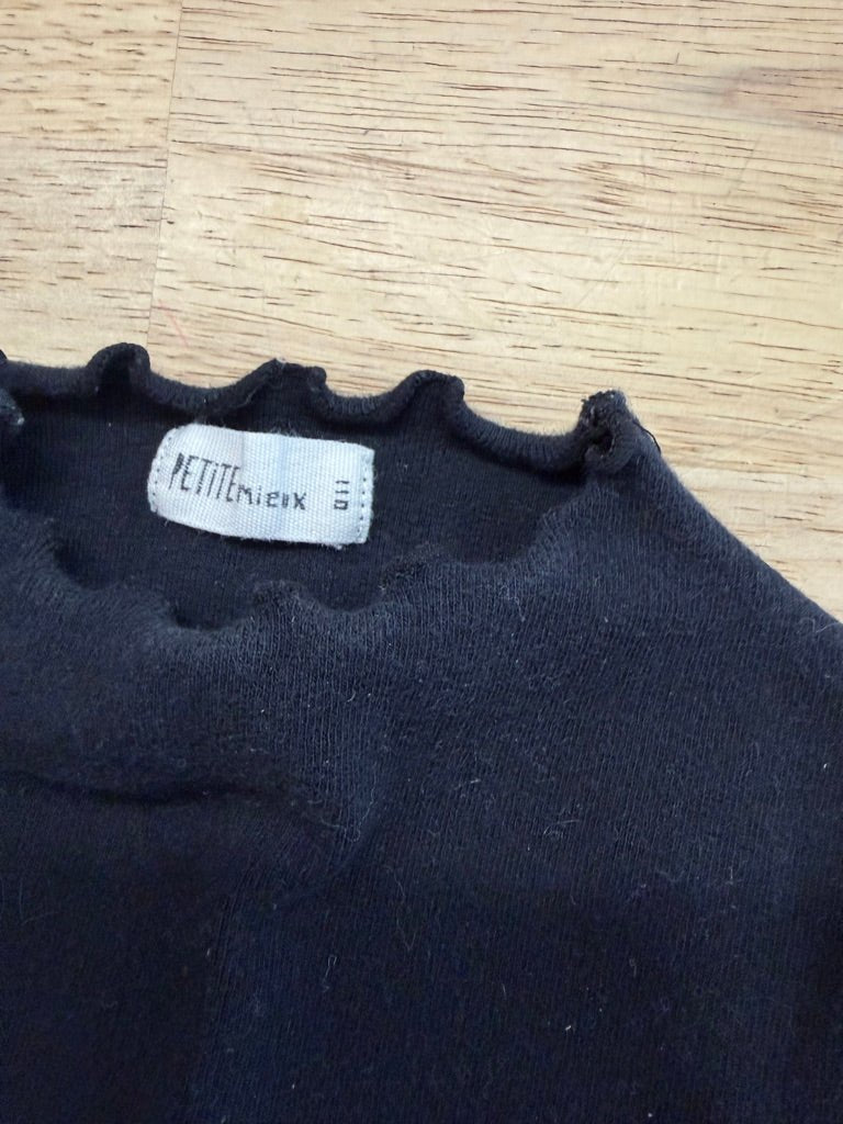 Petite Mieux Ruffle Sleeve Shirt – 110 | Black with Polka Dot Trim - Nest and Sprout - Consignment