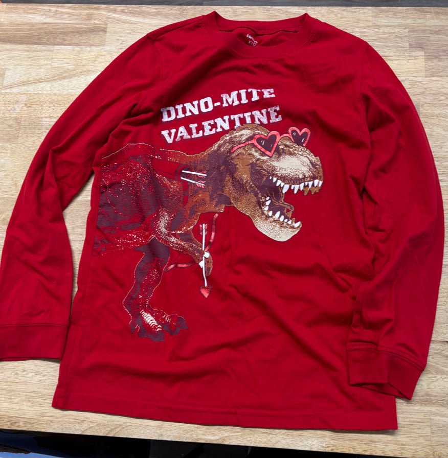 Carter’s “Dino - Mite Valentine” Graphic Shirt | Size 14 - Nest and Sprout - Consignment