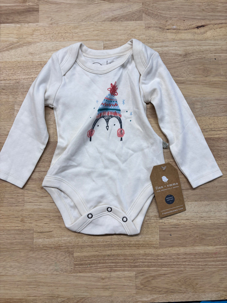 Finn & Emma 6–9M Penguin Bodysuit – NWT