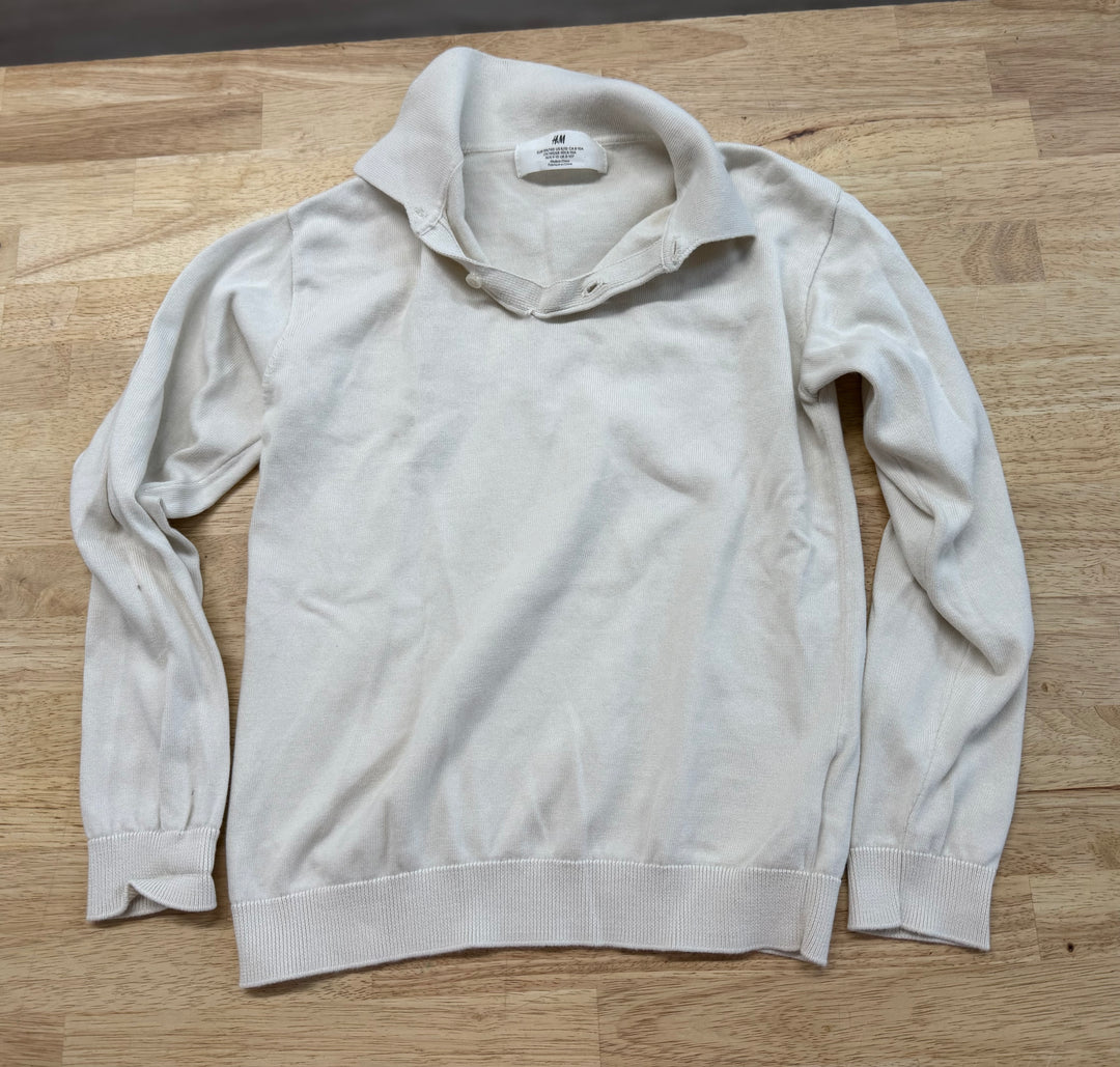 H&M Knit Polo Sweater – 8–10 | Light Cream Long Sleeve