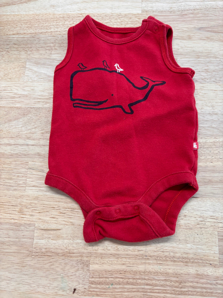 Gap 0-3 Months Red Tank Onesie with Hale Print