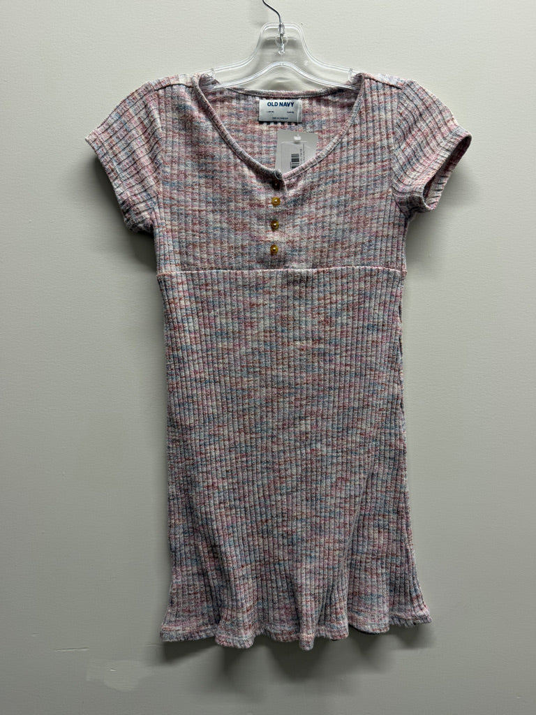 Old Navy Ribbed Stripe Short Sleeve Dress – 10–12 | Pink Red & Cream