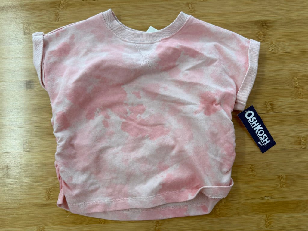 OshKosh Top – 5 | Pink Splotchy Rolled Sleeves | NWT - Nest and Sprout - Consignment