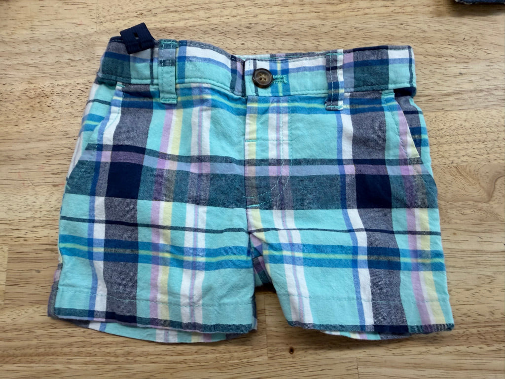 Carter's Shorts – 6M | Blue Plaid Adjustable Waist