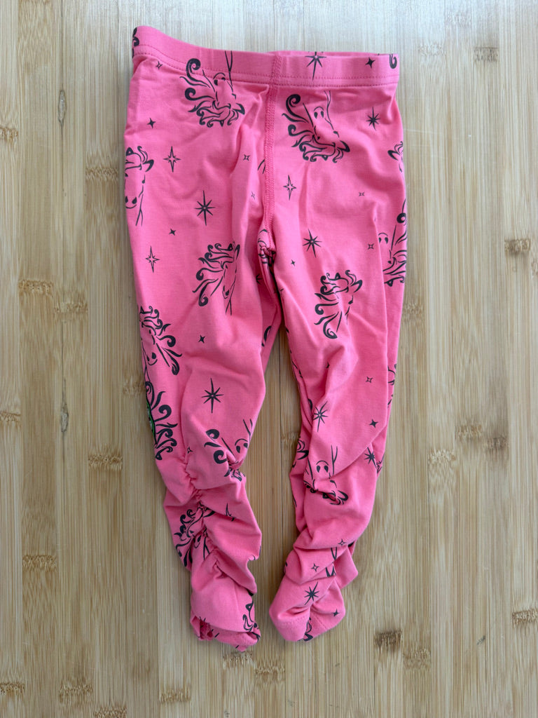 Peekaboo Beans Leggings – 3| Pink Horse Print with Ruffle