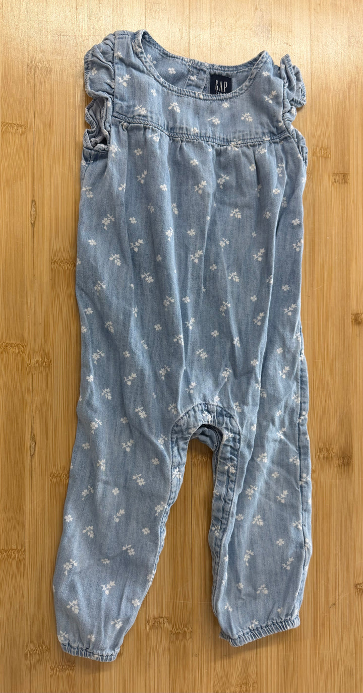 Gap Denim Jumper – 12-18 Months | Light Wash | Ditsy Floral