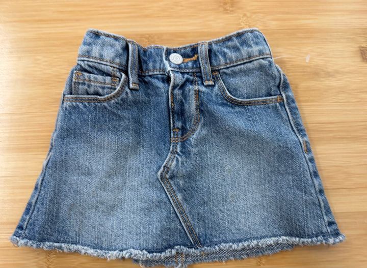 Old Navy Denim Skirt – 18–24M | Light Wash Raw Edge