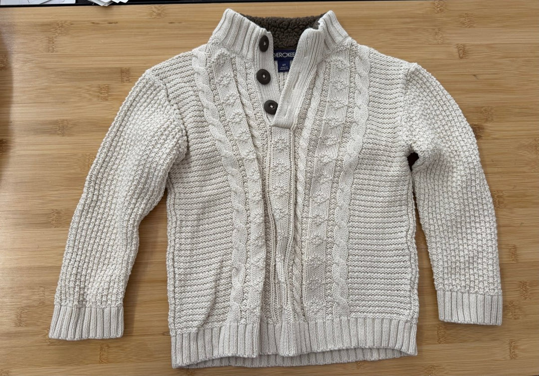 Cherokee Cable Knit Sweater – 4T | Cream - Nest and Sprout-Consignment