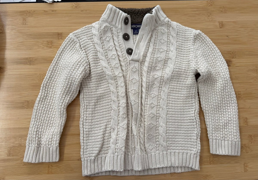Cherokee Cable Knit Sweater – 4T | Cream - Nest and Sprout-Consignment