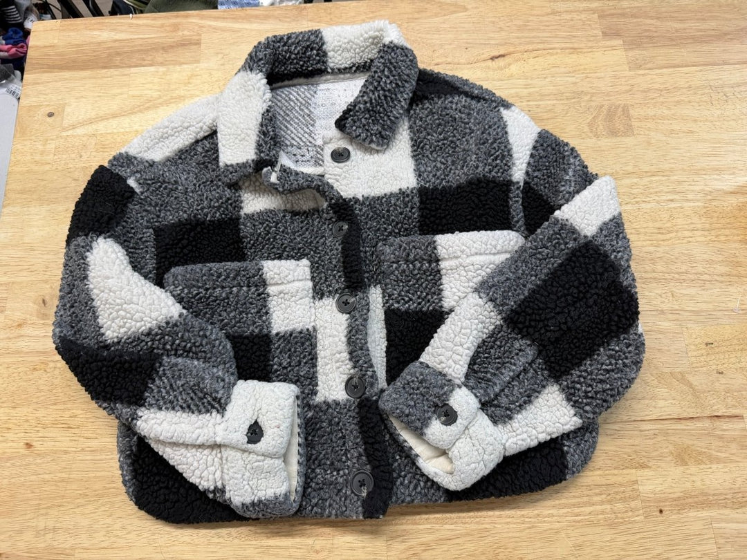 George Plush Sherpa Plaid Cropped Button Up Sweater – 10 - Nest and Sprout-Consignment