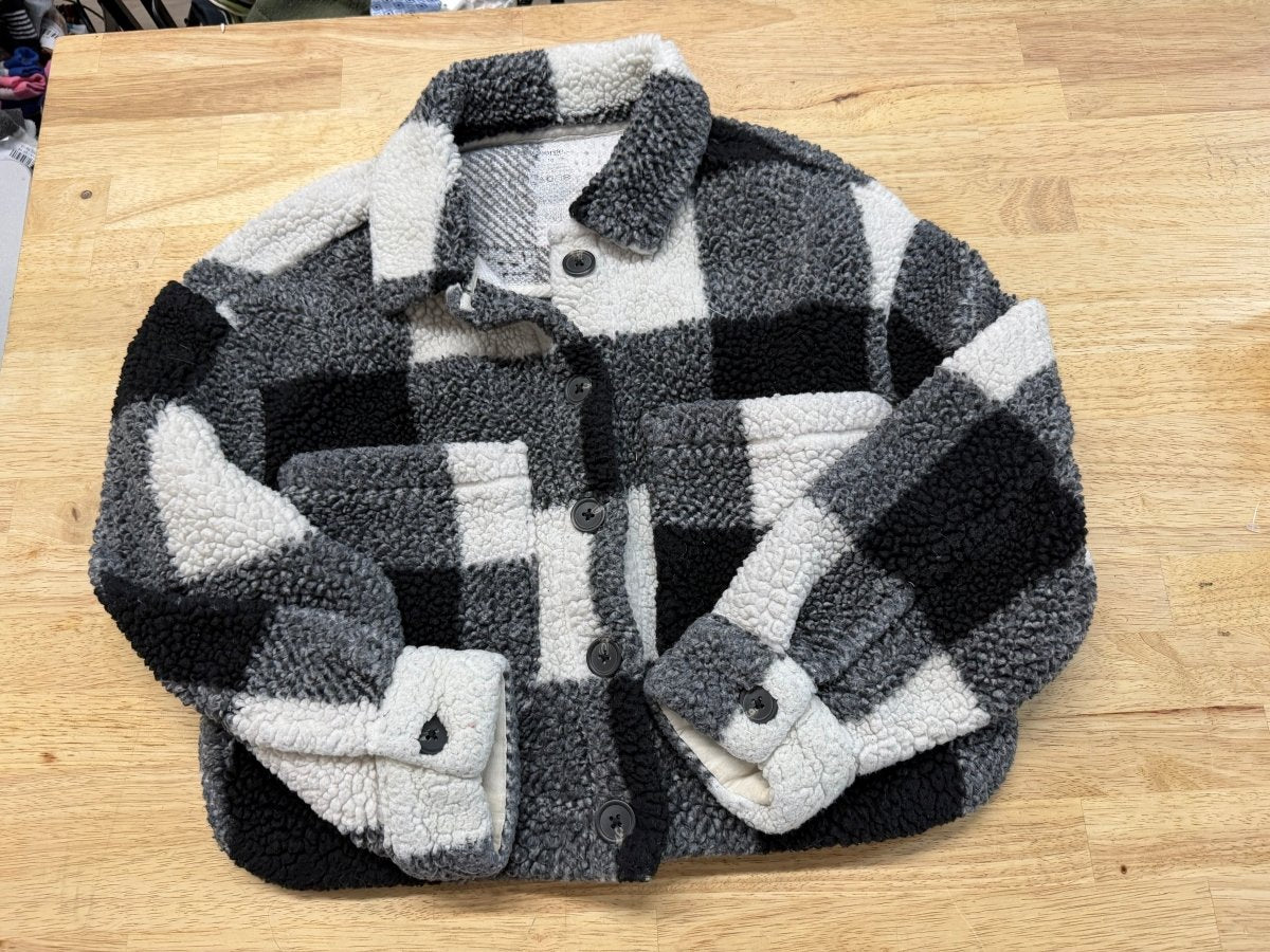 George Plush Sherpa Plaid Cropped Button Up Sweater – 10 - Nest and Sprout-Consignment