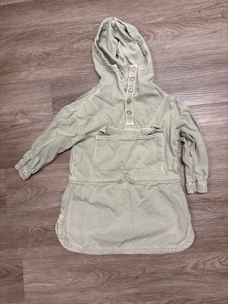 Zara Size 6 Denim Tunic with Hood - Light Green