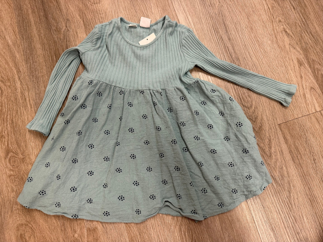 Zara Ribbed Bodice Long Sleeve Dress – 4–5Y | Light Blue