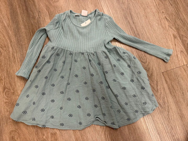 Zara Ribbed Bodice Long Sleeve Dress – 4–5Y | Light Blue