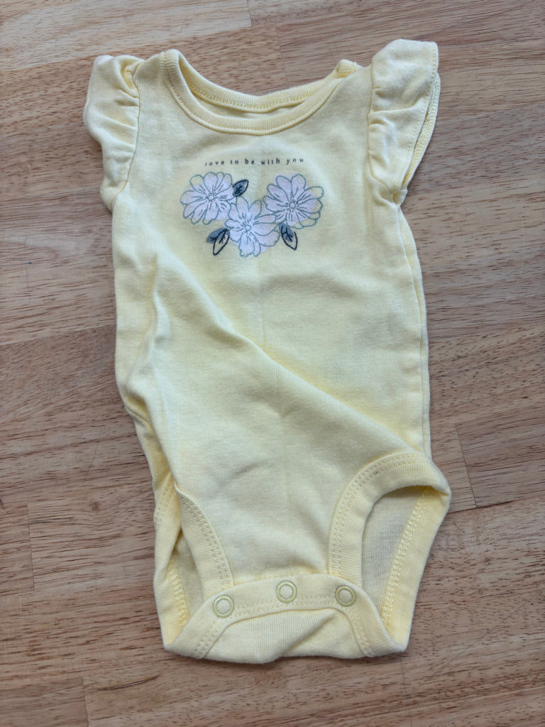 Carter’s NB Bodysuit – Yellow Floral “Love to Be With You”
