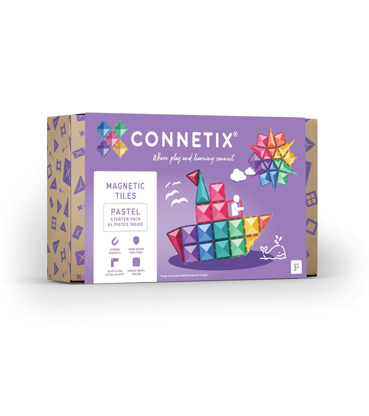 Connetix Pastel Starter Kit, 64 Pieces