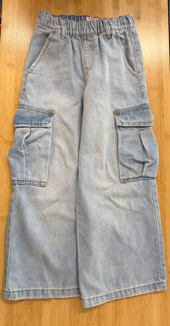 GoGo Star Baggy Cargo Jeans – 8 | Light Wash Oversized | Play
