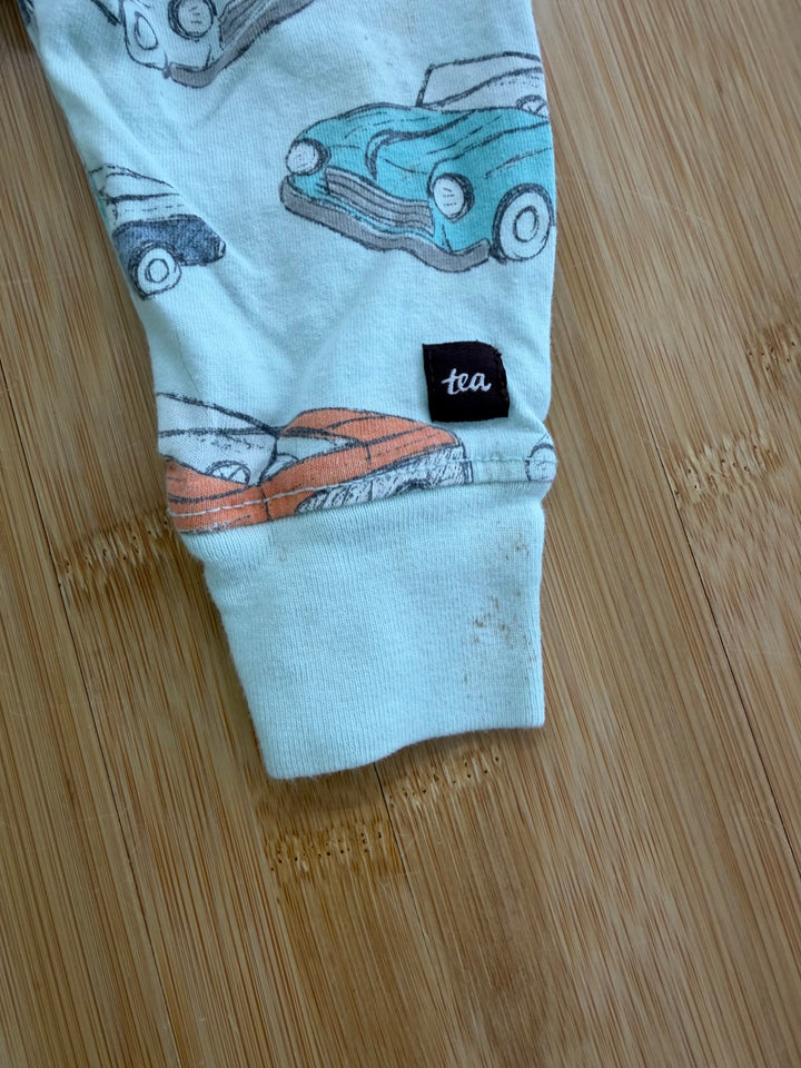 Tea Collection Old Cars Short Sleeve Romper – 9–12M | Mint | Play